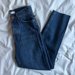 Zara Dark Blue Raw Hem Jeans
